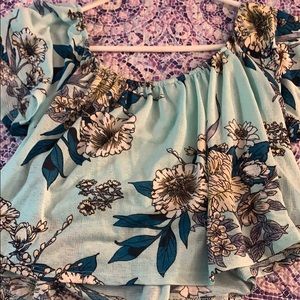 Light blue off the shoulder crop top